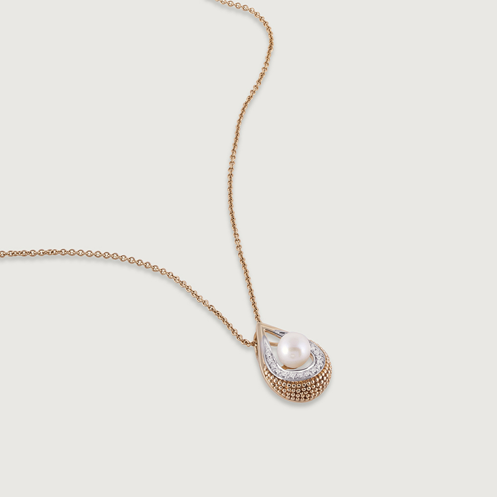 Soft Lustrous Pearl & Diamond Pendant,,hi-res image number null