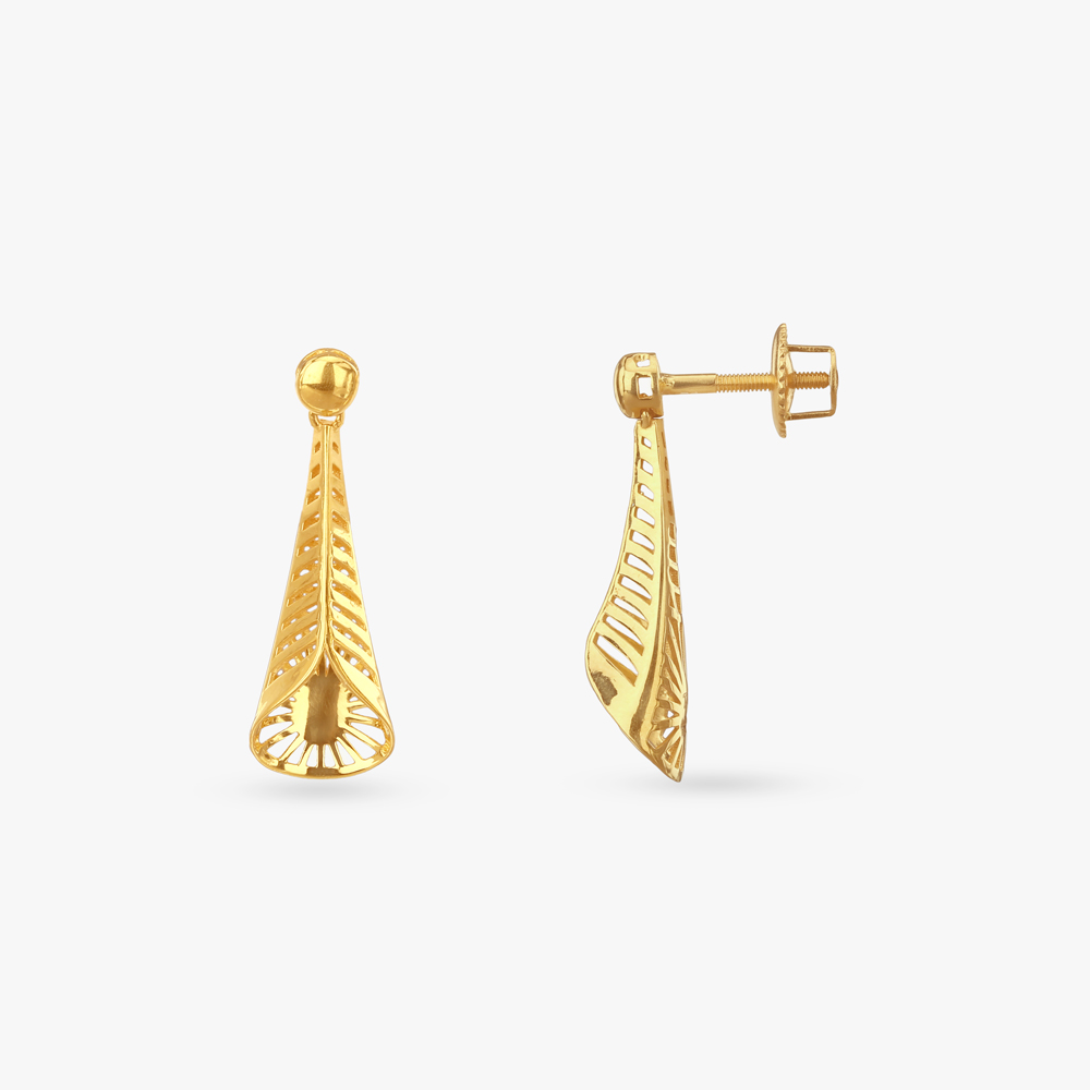 

Artistic Cutwork Gold Drop Earrings