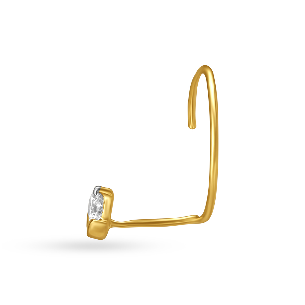 Flowerbud Gold and Diamond Nose Pin,,hi-res image number null