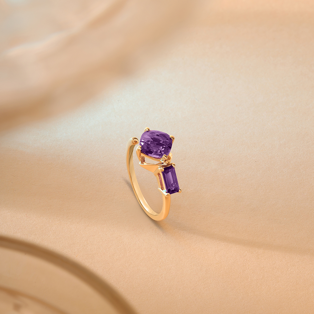 Sovereign Sparkle 14KT Amethyst  Finger Ring,,hi-res image number null