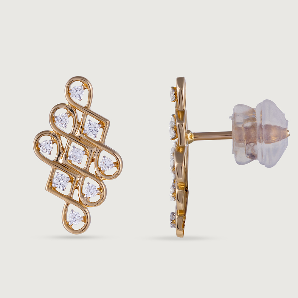 Kollam Wander Gold and Diamond Stud Earrings,,hi-res image number null