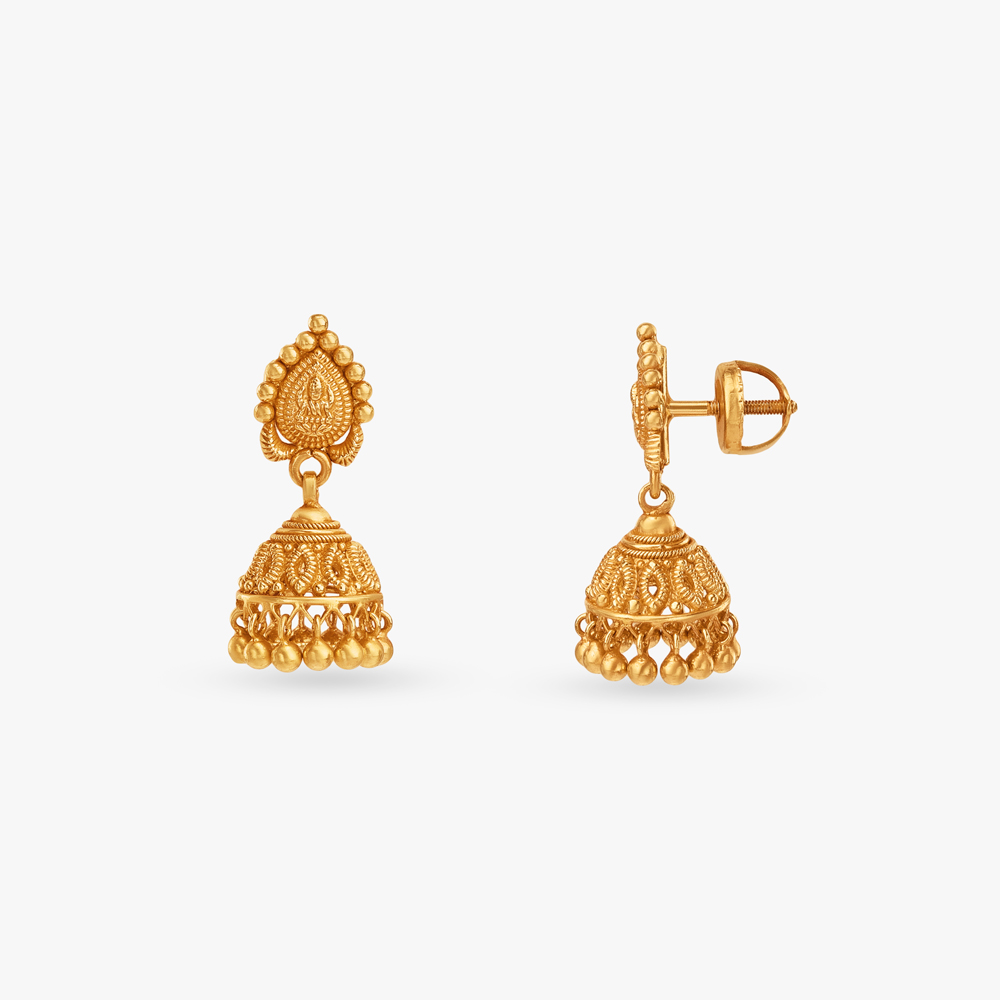 Temple Stud Jhumka Earrings,,hi-res image number null