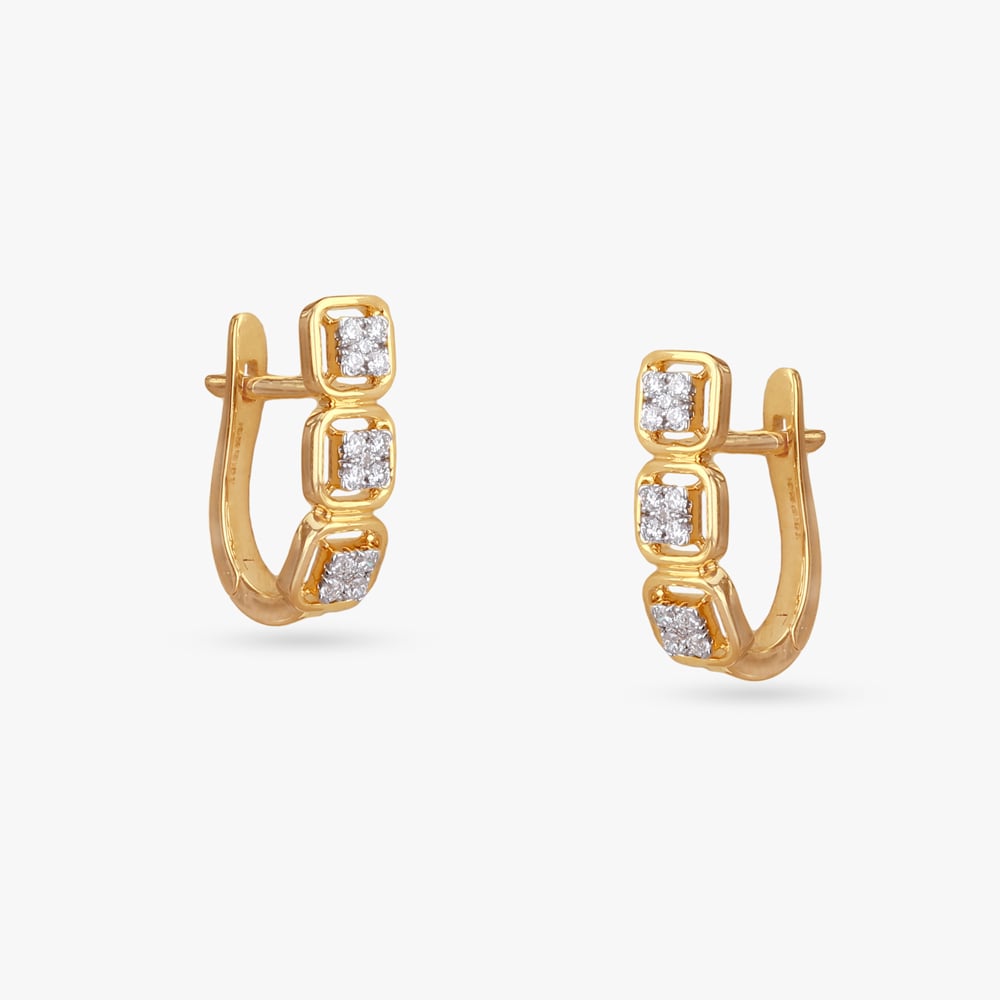 Bold Square Diamond Hoop Earrings,,hi-res image number null