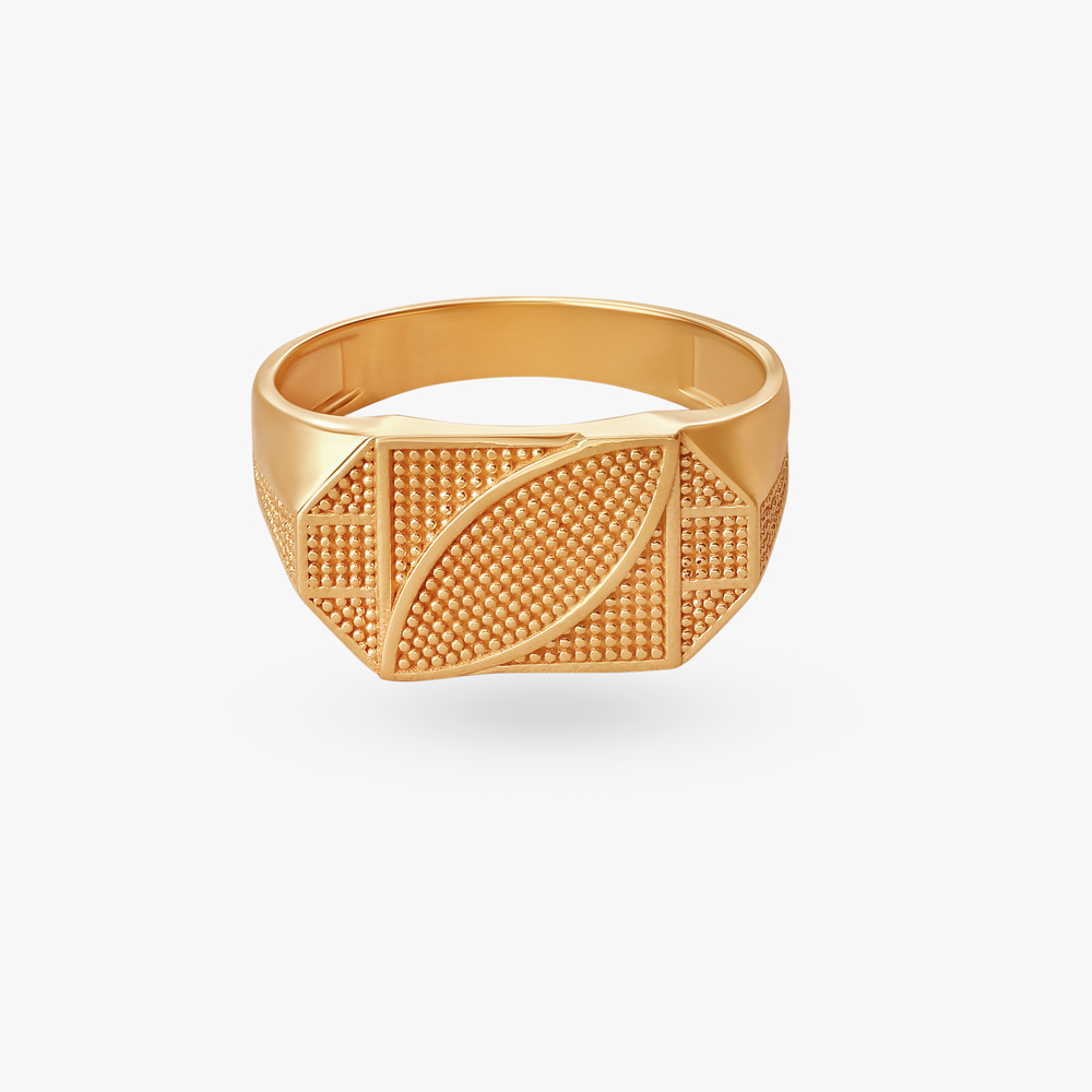 Leaf Emblem Gold Finger Ring for Men,,hi-res image number null