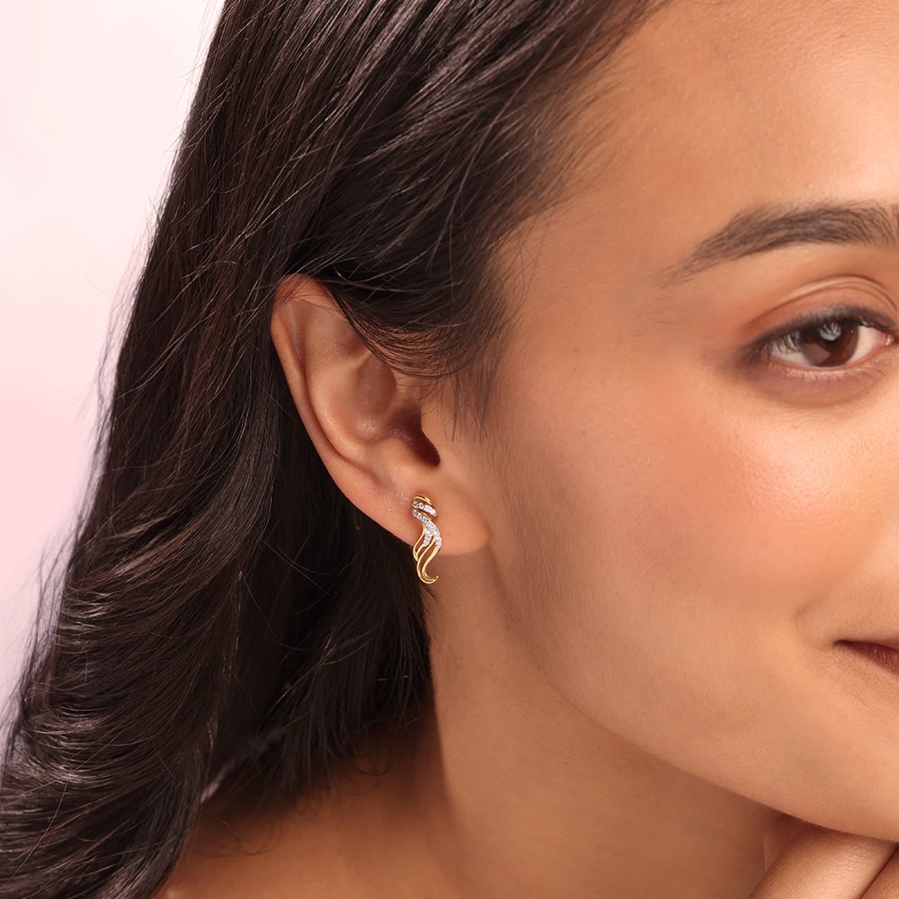 Whispering Gale 14 Kt Gold & Diamond Stud Earrings,,hi-res image number null