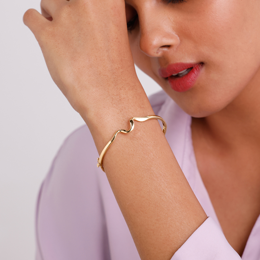 Fluid Sculpted Gold Bangle,,hi-res image number null