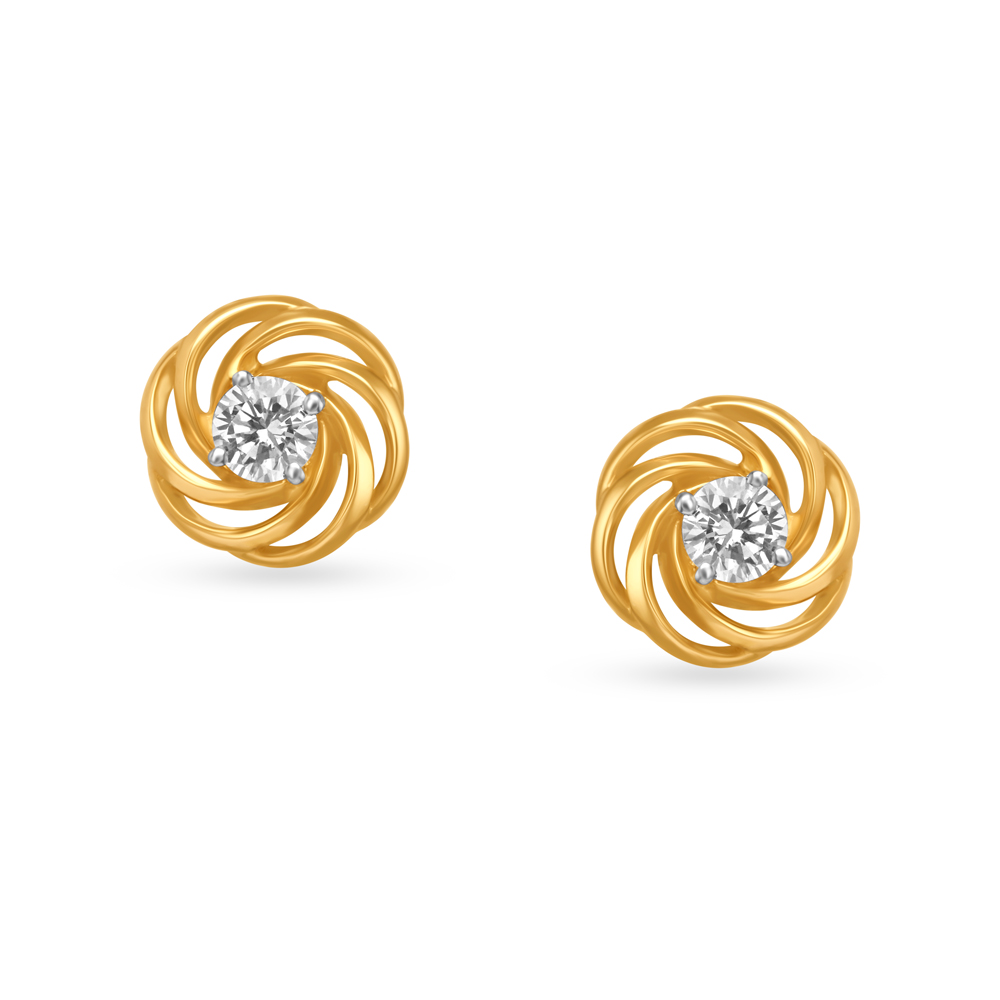 Swirl Pattern Diamond Stud Earrings for Kids,,hi-res image number null