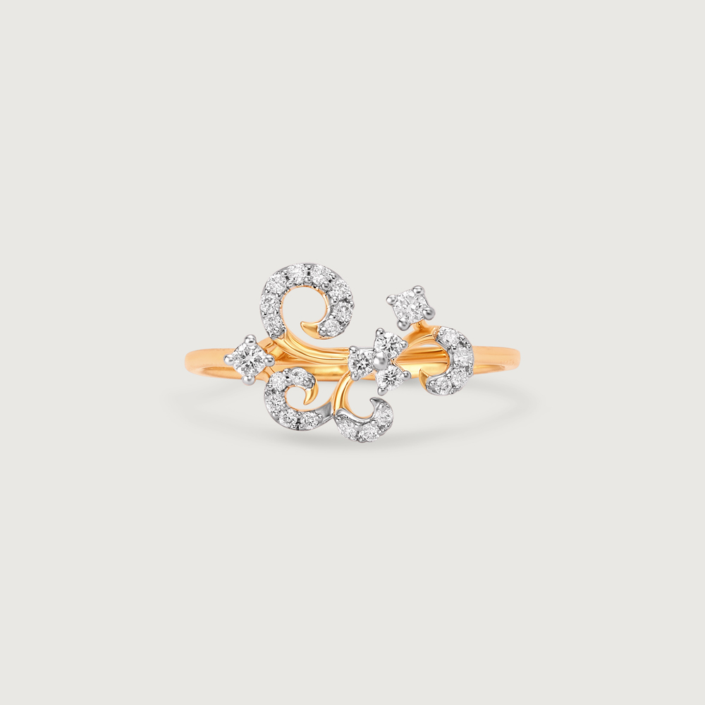 Cascading Curves Gold & Diamond Finger Ring,,hi-res image number null