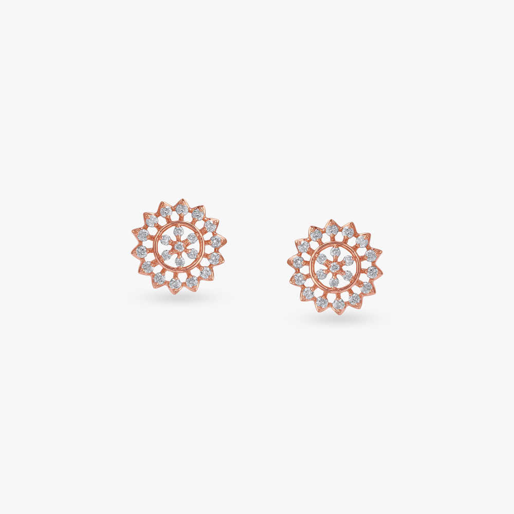 Radiant Rosette Diamond Stud Earrings,,hi-res image number null