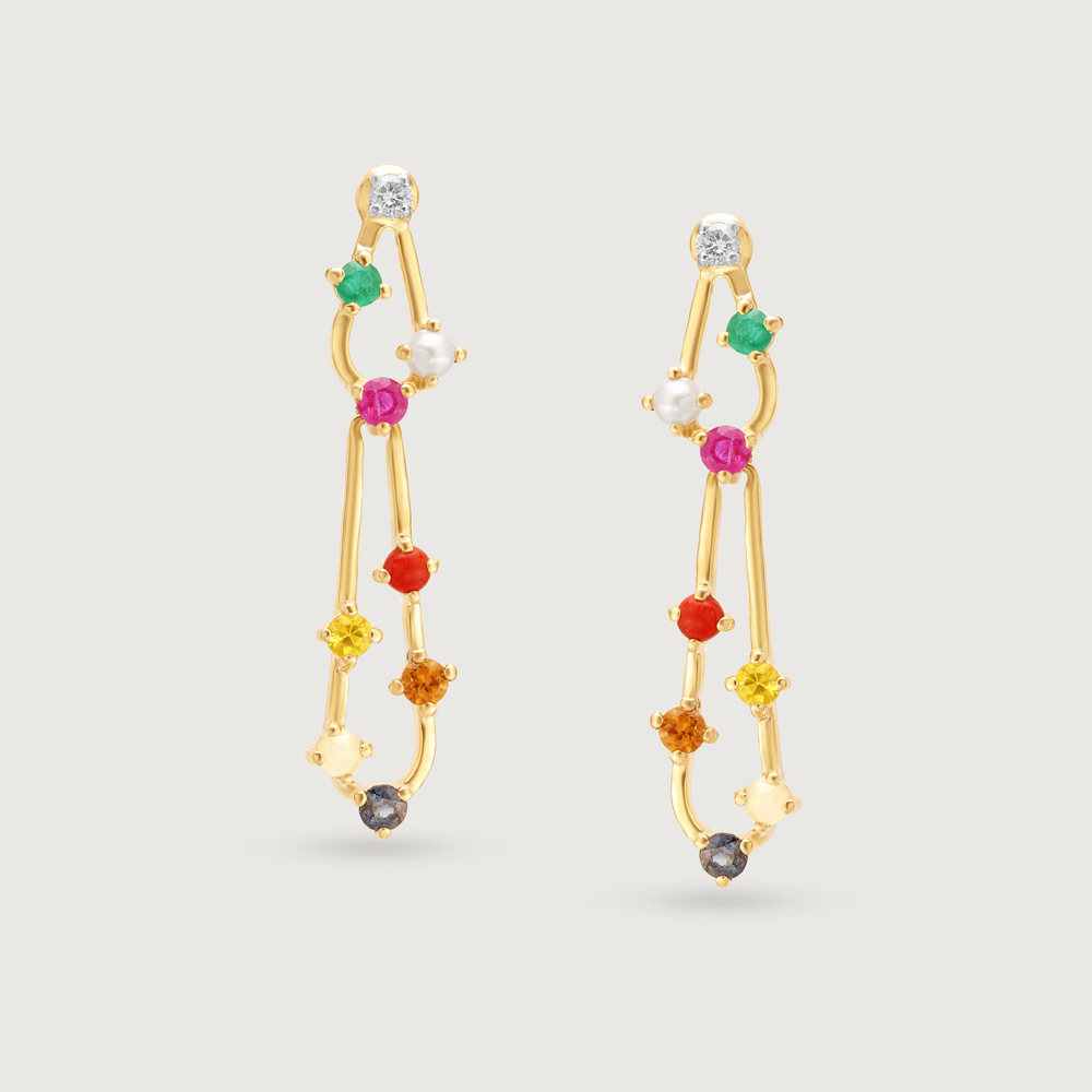 Contemporary Gemstone Cascade 14KT Drop Earrings,,hi-res image number null