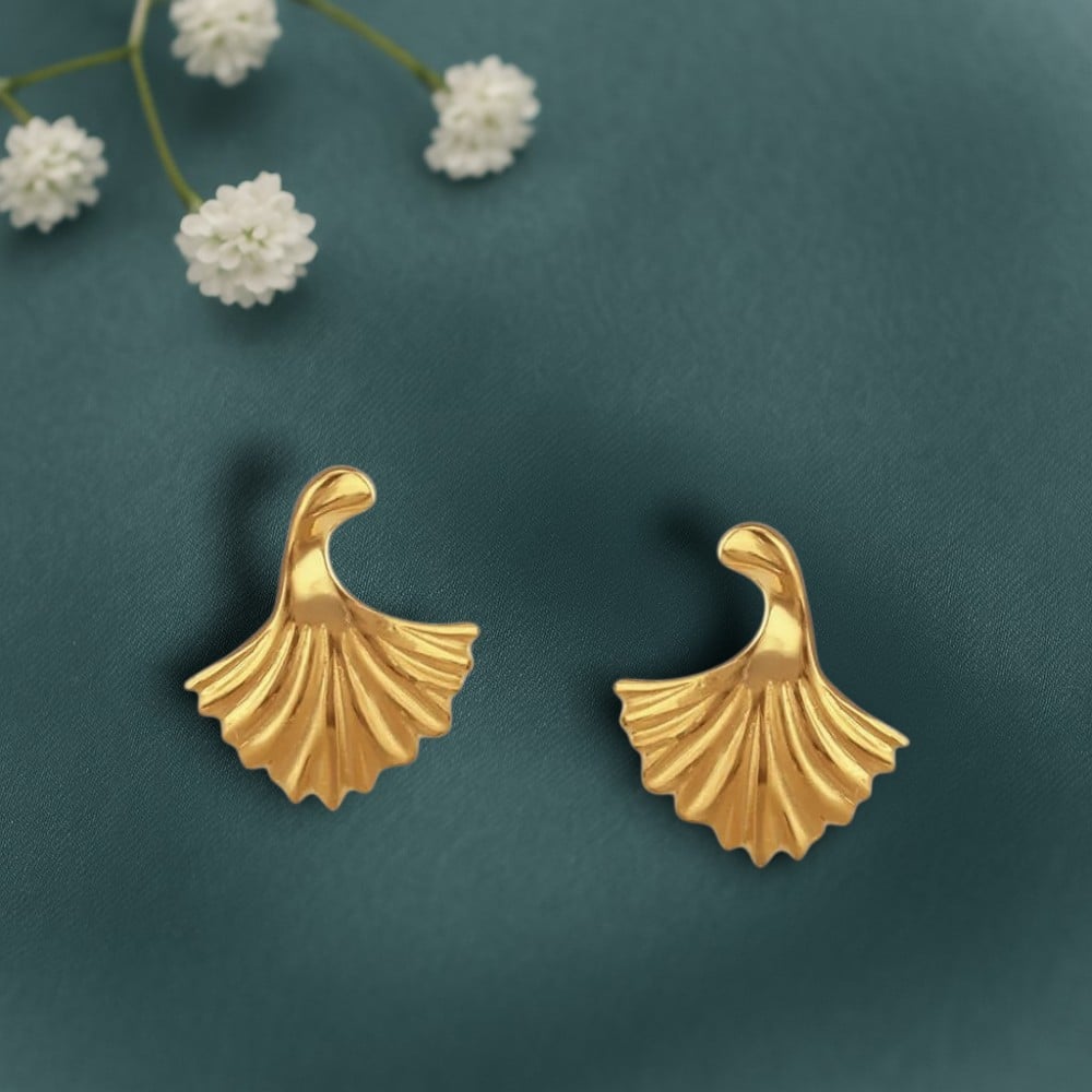 Twirly Shell Gold Stud Earrings for Kids,,hi-res image number null
