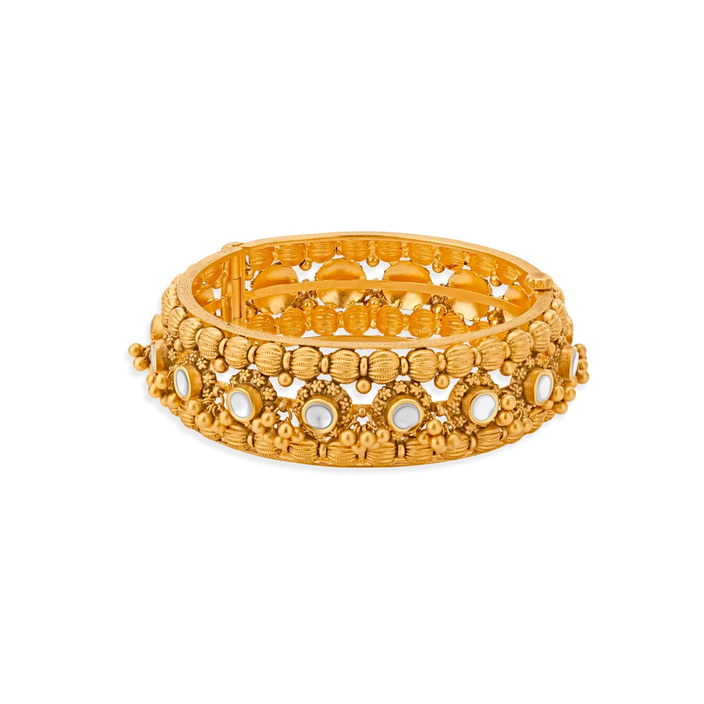 Striking Gold Antique Ball Ghughar Bangle,,hi-res image number null