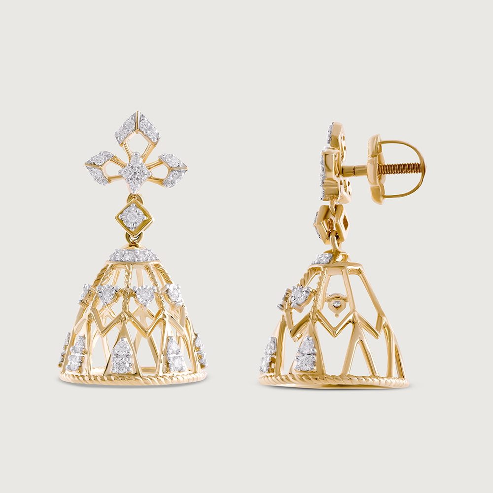 Lippan Splendour Gold & Diamond Jhumka,,hi-res image number null