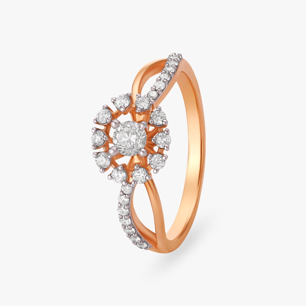 Radiant Floral Diamond Finger Ring,,hi-res image number null