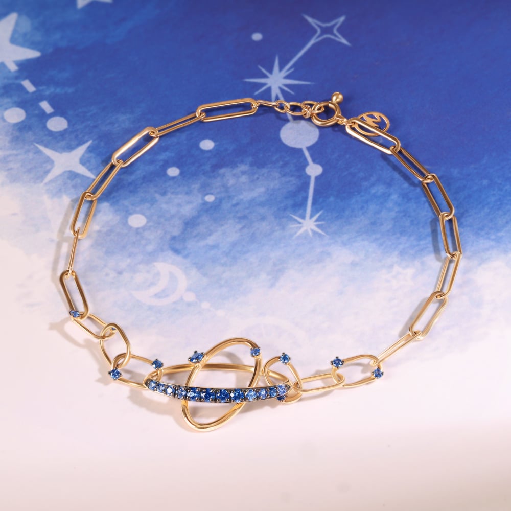 Blue Sapphire Orbit 14KT Bracelet,,hi-res image number null