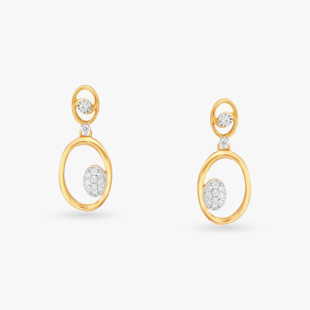 Oval Diamond Drop Earrings,,hi-res image number null