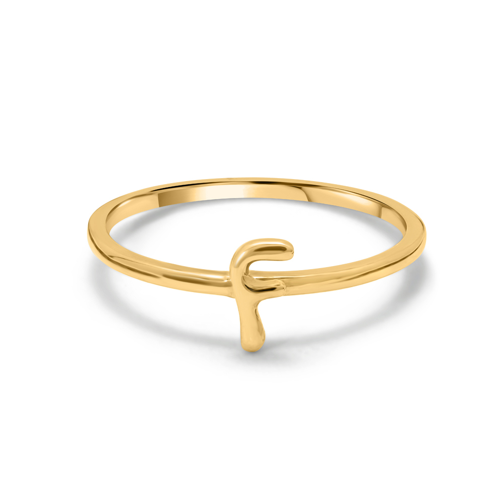Letter F 14KT Yellow Gold Initial Ring,,hi-res image number null