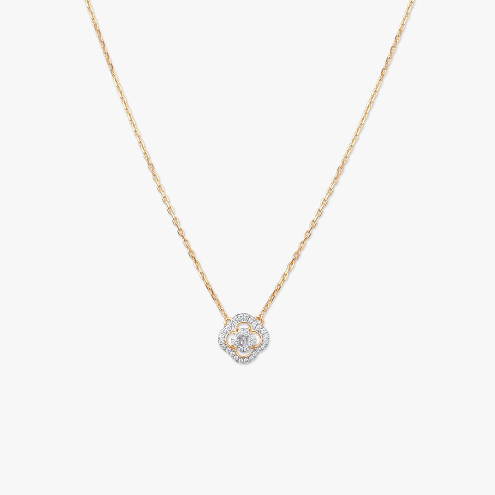 Floral Glint Diamond Pendant with Chain,,hi-res image number null