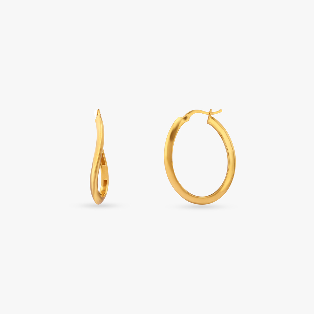 Sleek Twist Gold Hoop Earrings,,hi-res image number null