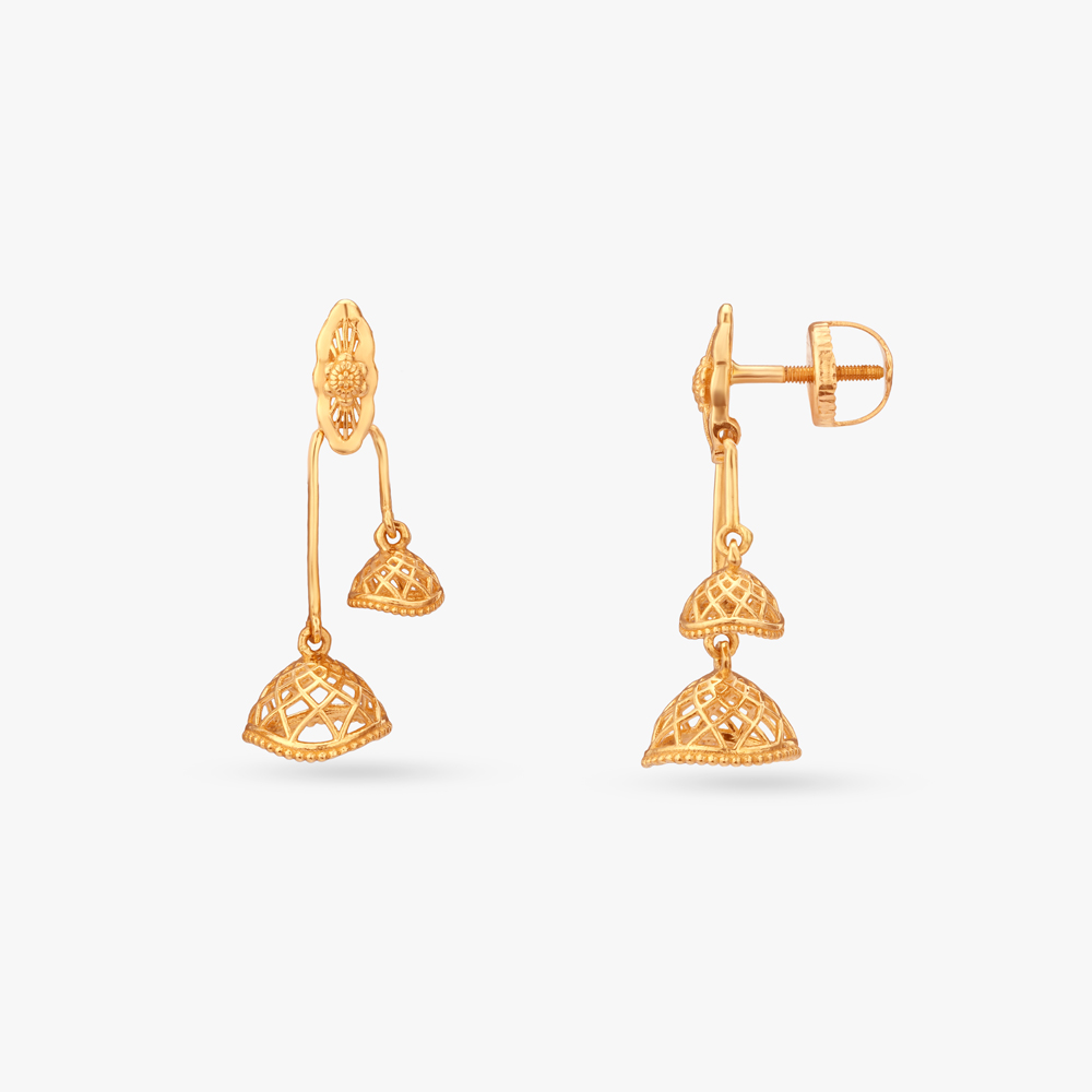 Radiant Harmony Gold Jhumka Earrings,,hi-res image number null