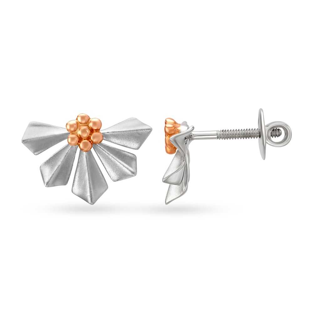 Floral Platinum Stud Earrings,,hi-res image number null
