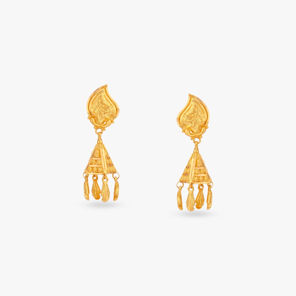 

Royal Teardrop Gold Jhumka Earrings