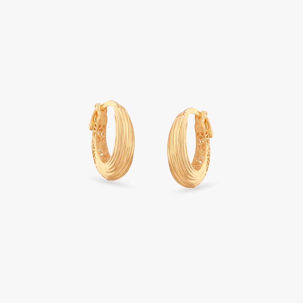 

Carved Rhythm Gold Hoop Earrings