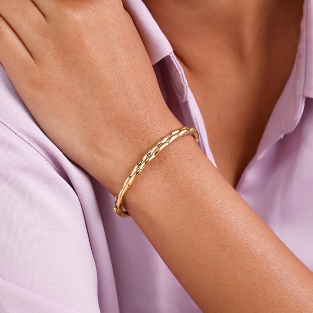 Elegant Twisted Gold Bangle,,hi-res image number null