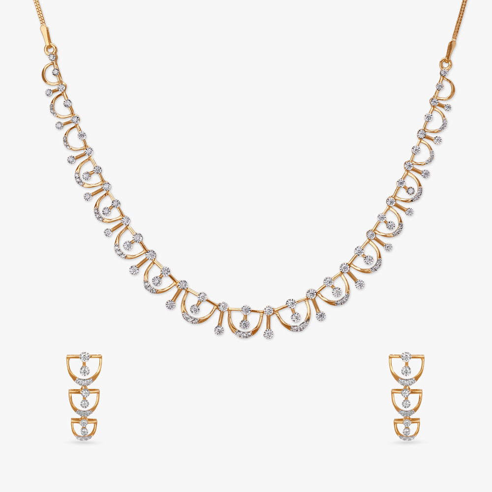 Cascading Curves Diamond Necklace Set,,hi-res image number null
