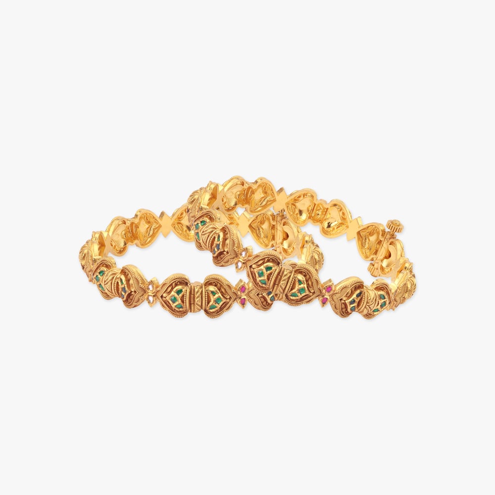 Petal Embrace Gold Bangles,,hi-res image number null
