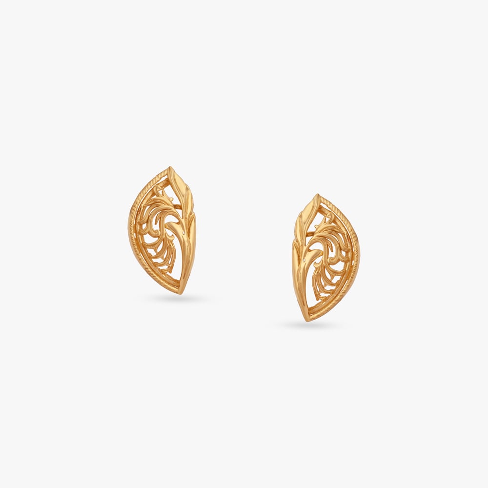 Filigree Charm Gold Stud Earrings,,hi-res image number null