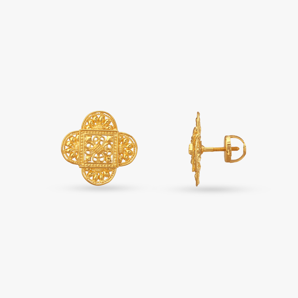 

Clover Crest Gold Stud Earrings