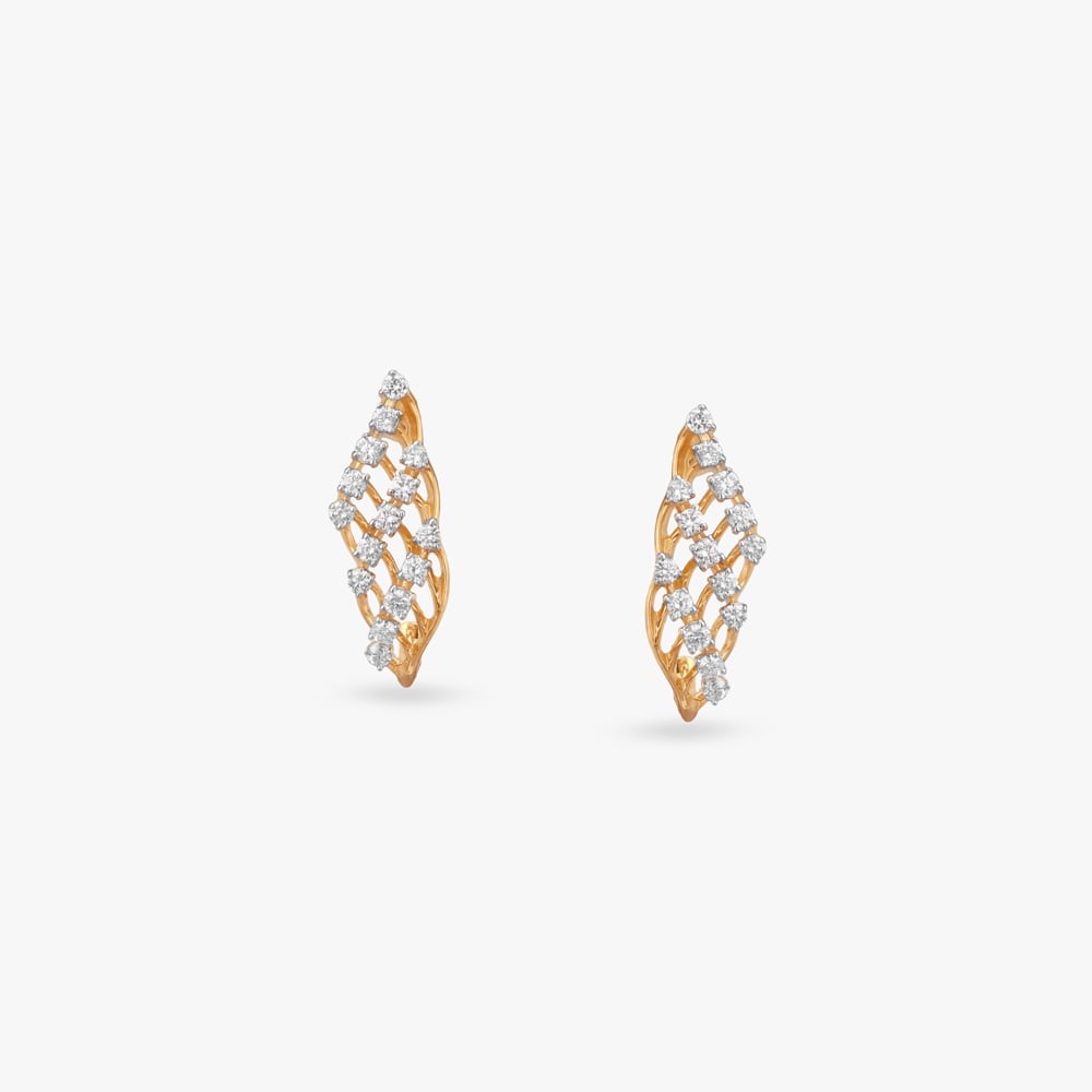 Shimmer Grid Diamond Hoop Earrings,,hi-res image number null