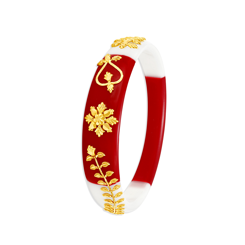Exquisite Gold Bengali Shankha Pola Bangles,,hi-res image number null