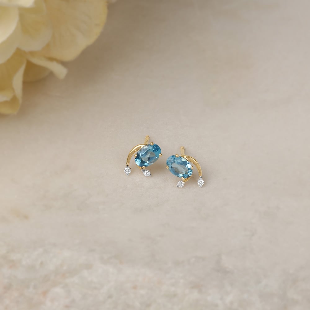 Ethereal Azure 14KT Gold & Blue Topaz Stud Earrings,,hi-res image number null