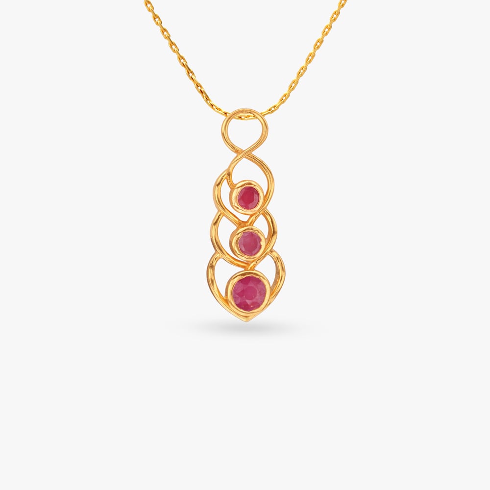 Graceful Curves Ruby Pendant and Earrings Set,,hi-res image number null