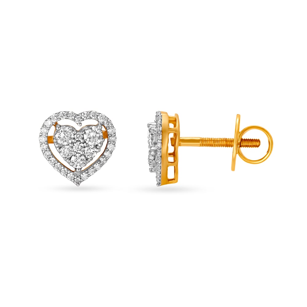 Heart Shaped Diamond Stud Earrings,,hi-res image number null