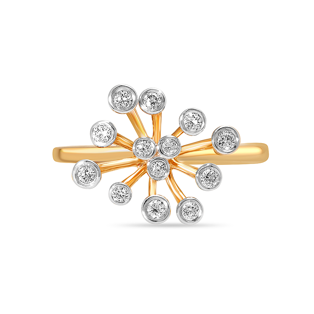 14KT Yellow Gold Sparkling Petals Diamond Finger Ring,,hi-res image number null