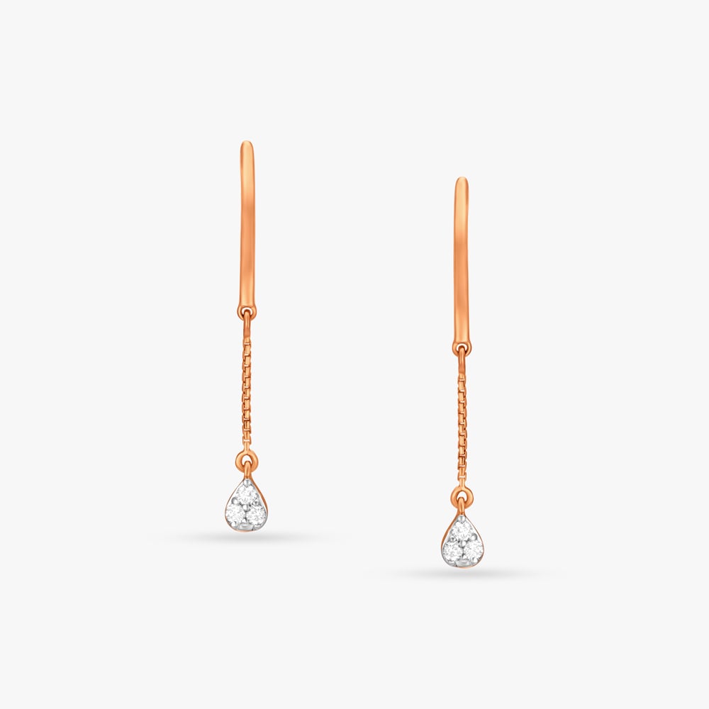 Luxe Sleek Diamond Drop Earrings,,hi-res image number null