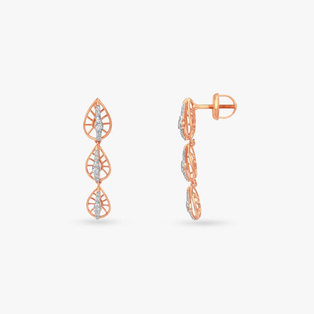 Cascading Leaf Diamond Drop Earrings,,hi-res image number null