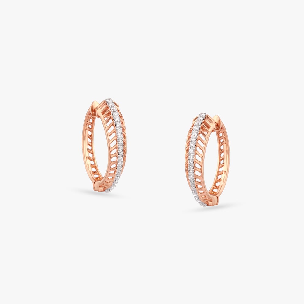 Chevron Spark Diamond Hoop Earrings,,hi-res image number null