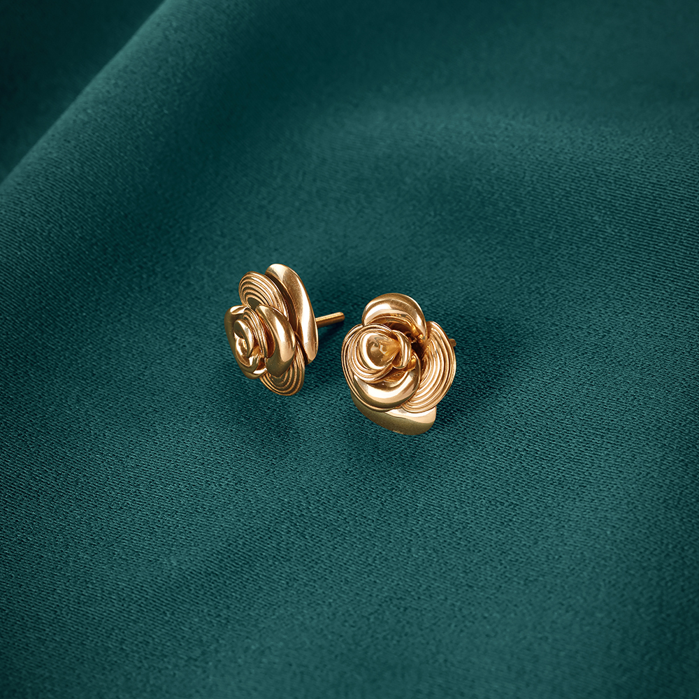 Luxe Bloom Gold Stud Earrings,,hi-res image number null