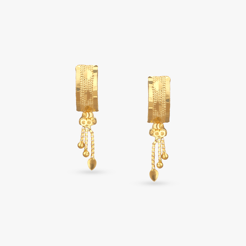 Structured Tassel Gold Drop Earrings,,hi-res image number null
