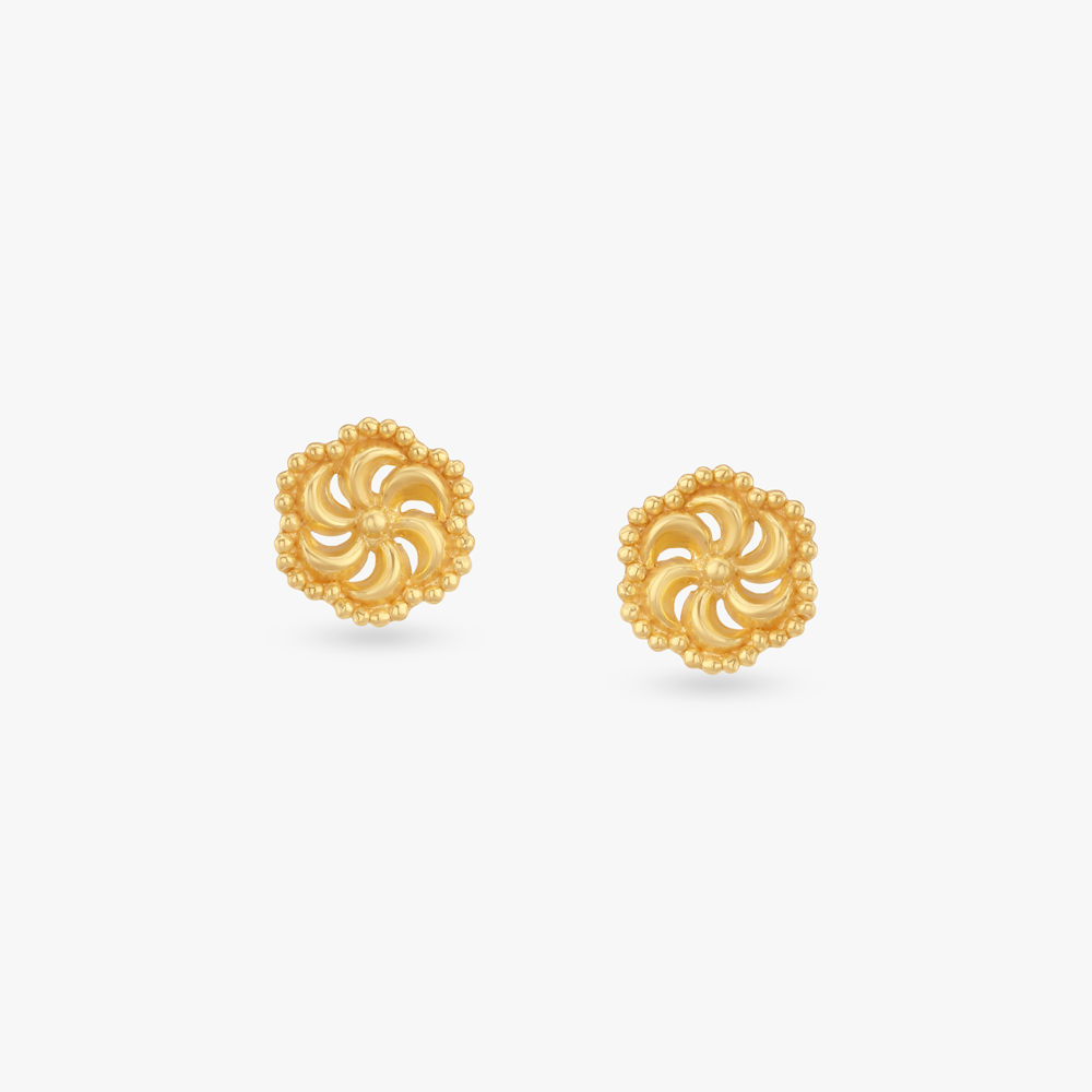 Swirl Bloom Gold Stud Earrings for Kids,,hi-res image number null