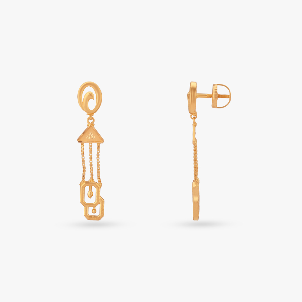 Geometric Swirl Gold Drop Earrings,,hi-res image number null