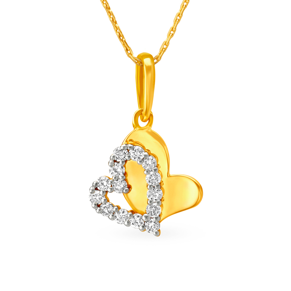 Lustrous Love Diamond and Gold Heart Pendant