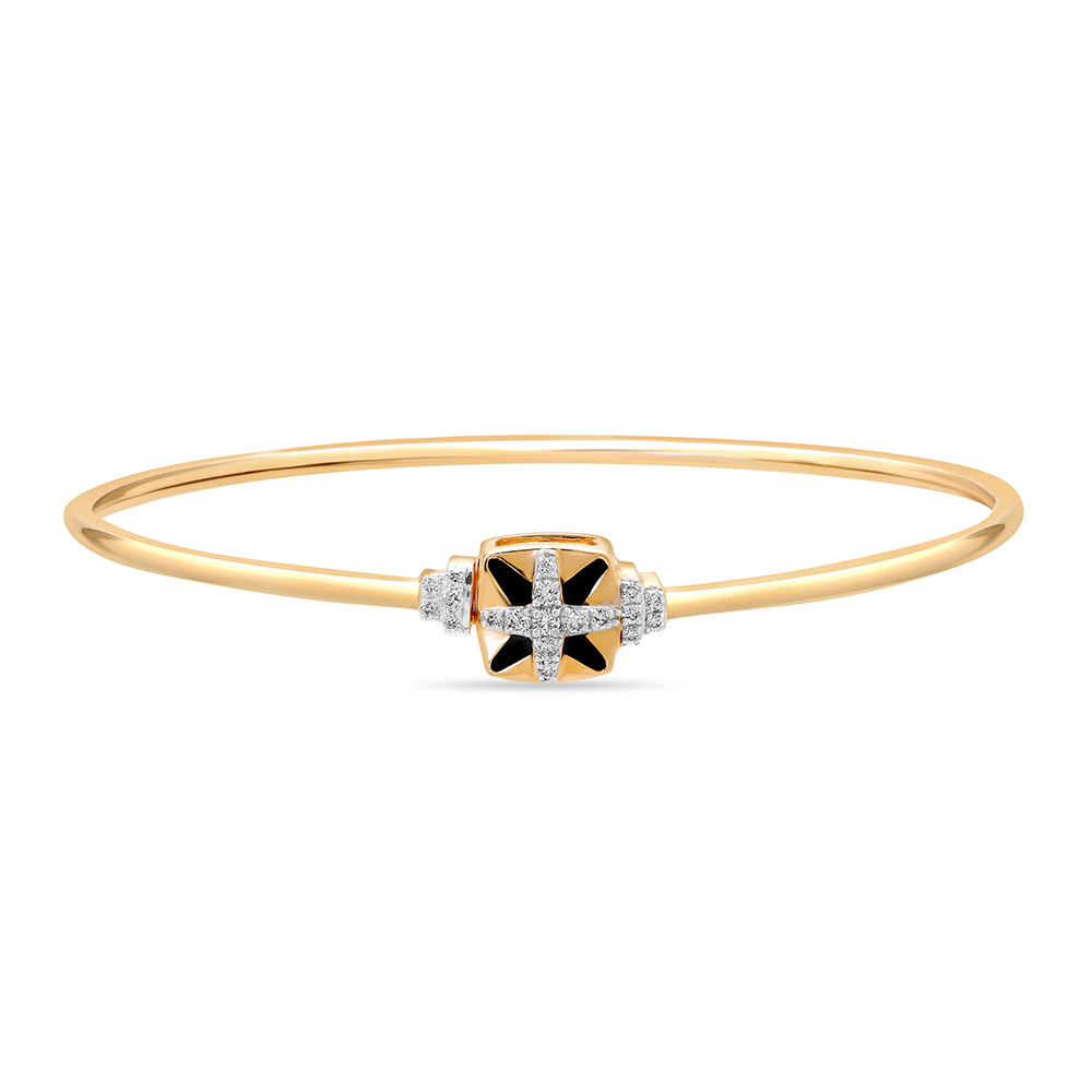 18KT Yellow Gold Geometric Sparkle Diamond Bangle,,hi-res image number null
