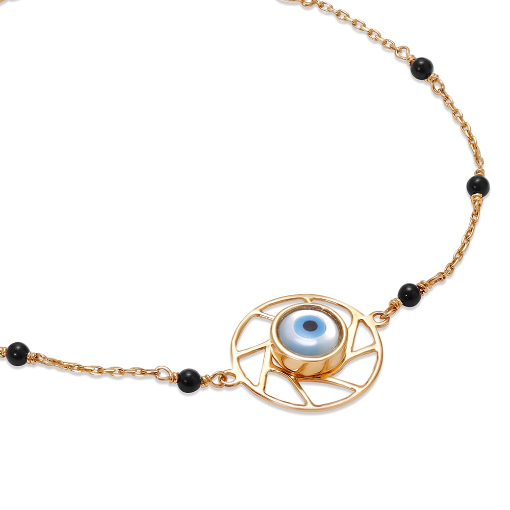 14KT Yellow Gold Multi Charm Evil Eye Bracelet,,hi-res image number null