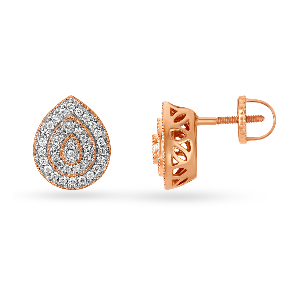18KT Gold Diamond Studded Earrings - A Drop Of Grandeur