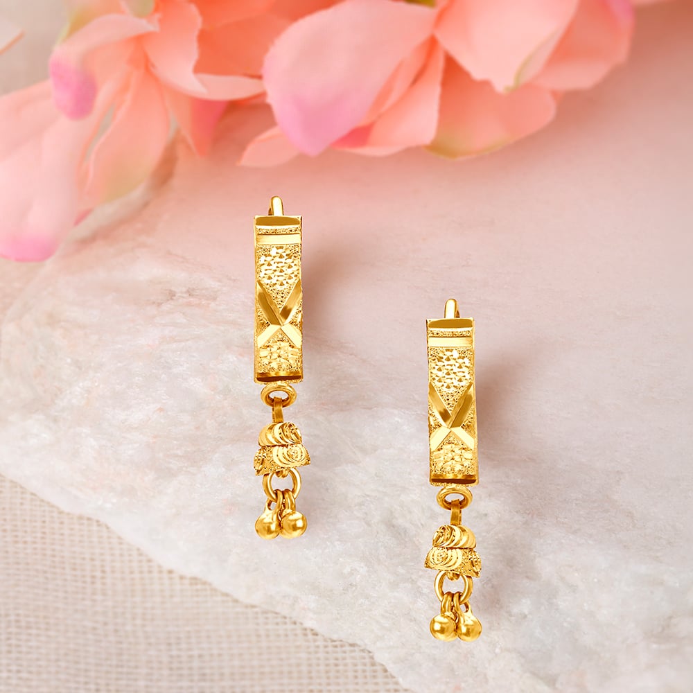 Contemporary Gold Chandelier Bell Hoops,,hi-res image number null